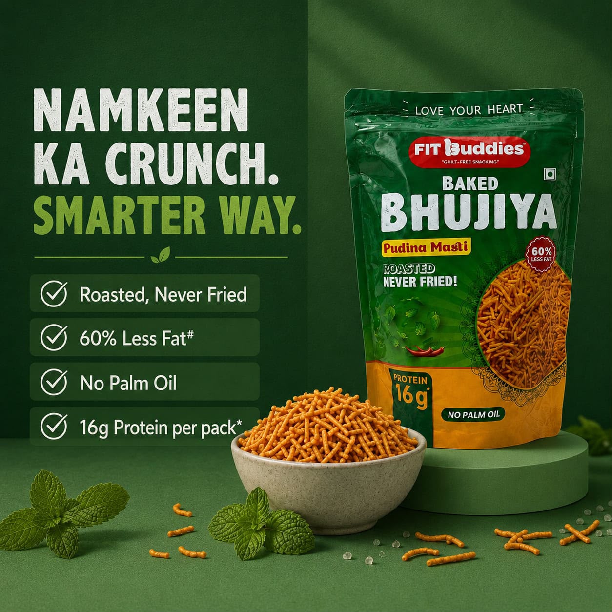 16G PROTEIN BAKED BHUJIYA — PUDINA MASTI