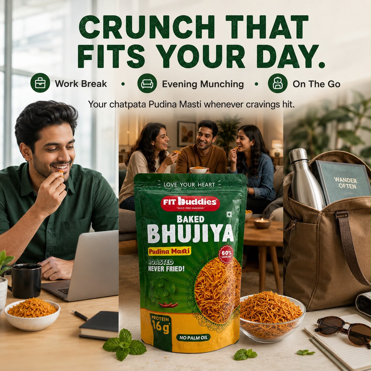16G PROTEIN BAKED BHUJIYA — PUDINA MASTI