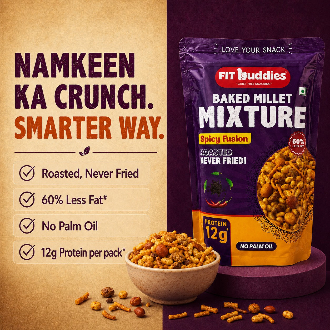 12G PROTEIN BAKED MILLET MIXTURE — SPICY FUSION