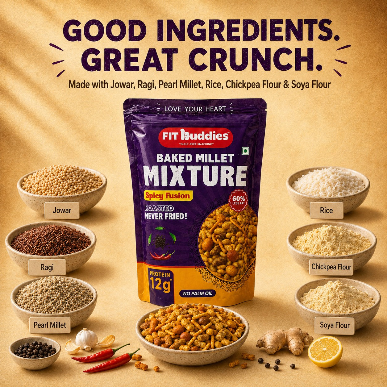 12G PROTEIN BAKED MILLET MIXTURE — SPICY FUSION